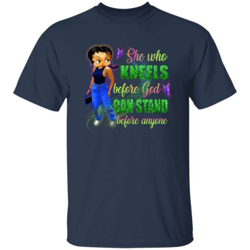 Betty Boop She Who Kneels Before God Can Stand Before Anyone Shirt