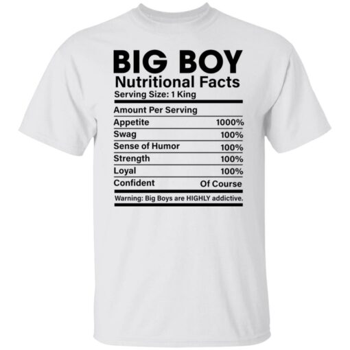 Big boy nutritional facts shirt Shirt Sweatshirt Long Sleeve Hoodie Tank Mug