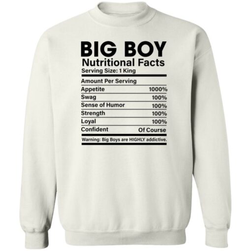 Big boy nutritional facts shirt Shirt Sweatshirt Long Sleeve Hoodie Tank Mug