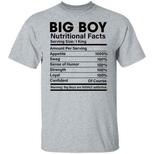 Big boy nutritional facts shirt Shirt Sweatshirt Long Sleeve Hoodie Tank Mug