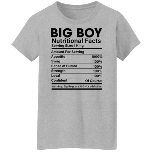 Big boy nutritional facts shirt Shirt Sweatshirt Long Sleeve Hoodie Tank Mug