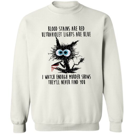 Black Cat Blood Stains Are Red Ultraviolet Lights Are Blue Shirt Sweatshirt Long Sleeve Hoodie Tank Mug