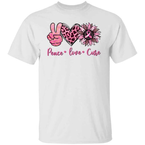 Breast cancer peace love cure shirt Shirt Sweatshirt Long Sleeve Hoodie Tank Mug