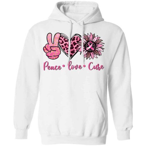 Breast cancer peace love cure shirt Shirt Sweatshirt Long Sleeve Hoodie Tank Mug