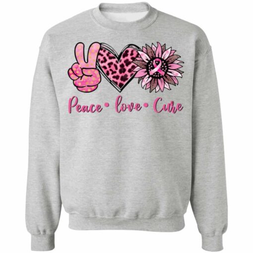 Breast cancer peace love cure shirt Shirt Sweatshirt Long Sleeve Hoodie Tank Mug