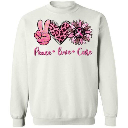 Breast cancer peace love cure shirt Shirt Sweatshirt Long Sleeve Hoodie Tank Mug