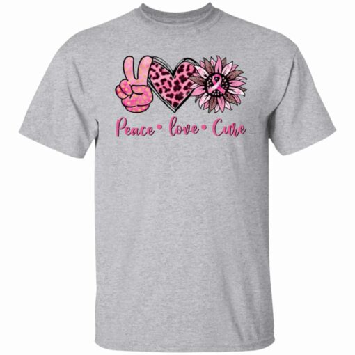 Breast cancer peace love cure shirt Shirt Sweatshirt Long Sleeve Hoodie Tank Mug