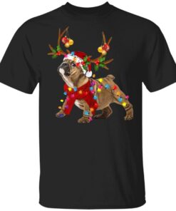 Bulldog Reindeer Christmas Light shirt Shirt Sweatshirt Long Sleeve Hoodie Tank Mug