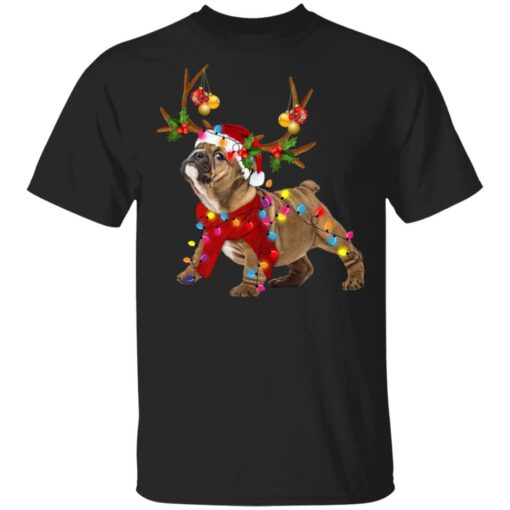 Bulldog Reindeer Christmas Light shirt Shirt Sweatshirt Long Sleeve Hoodie Tank Mug