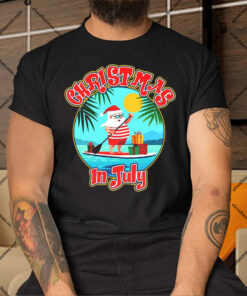 Christmas In July Surfer Santa Claus Shirt Sweatshirt Long Sleeve Hoodie Tank Mug