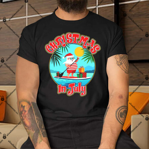 Christmas In July Surfer Santa Claus Shirt Sweatshirt Long Sleeve Hoodie Tank Mug