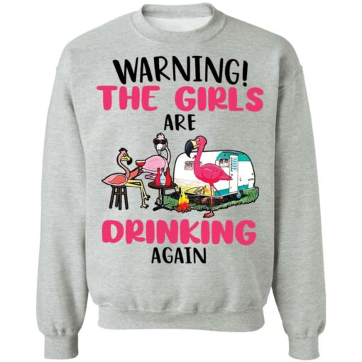 Flamingo warning the girls are drinking again shirt Shirt Sweatshirt Long Sleeve Hoodie Tank Mug