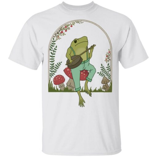 Frog Playing Banjo on Mushroom shirt Shirt Sweatshirt Long Sleeve Hoodie Tank Mug – Tally’s Mojos