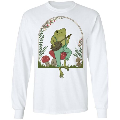 Frog Playing Banjo on Mushroom shirt Shirt Sweatshirt Long Sleeve Hoodie Tank Mug – Tally’s Mojos