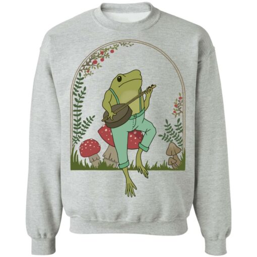 Frog Playing Banjo on Mushroom shirt Shirt Sweatshirt Long Sleeve Hoodie Tank Mug – Tally’s Mojos