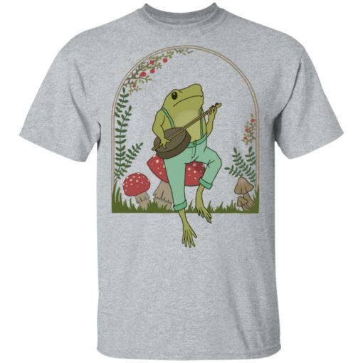 Frog Playing Banjo on Mushroom shirt Shirt Sweatshirt Long Sleeve Hoodie Tank Mug – Tally’s Mojos