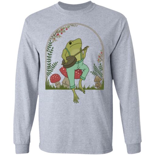 Frog Playing Banjo on Mushroom shirt Shirt Sweatshirt Long Sleeve Hoodie Tank Mug – Tally’s Mojos