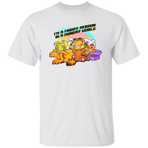 Garfield i’m a friday person in a monday world shirt Shirt Sweatshirt Long Sleeve Hoodie Tank Mug – Tally’s Mojos