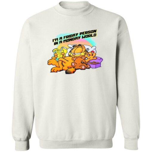 Garfield i’m a friday person in a monday world shirt Shirt Sweatshirt Long Sleeve Hoodie Tank Mug – Tally’s Mojos