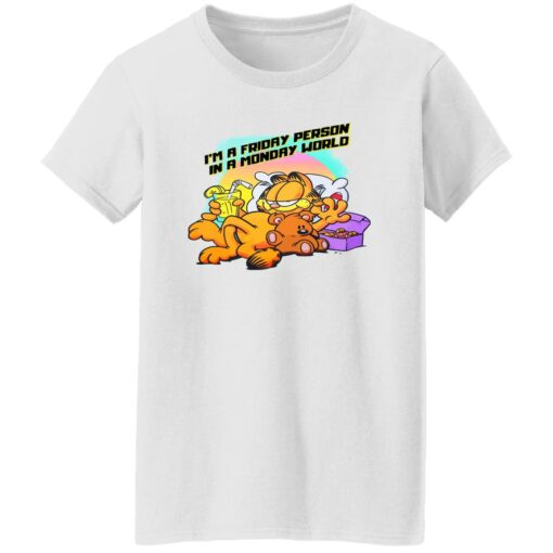 Garfield i’m a friday person in a monday world shirt Shirt Sweatshirt Long Sleeve Hoodie Tank Mug – Tally’s Mojos