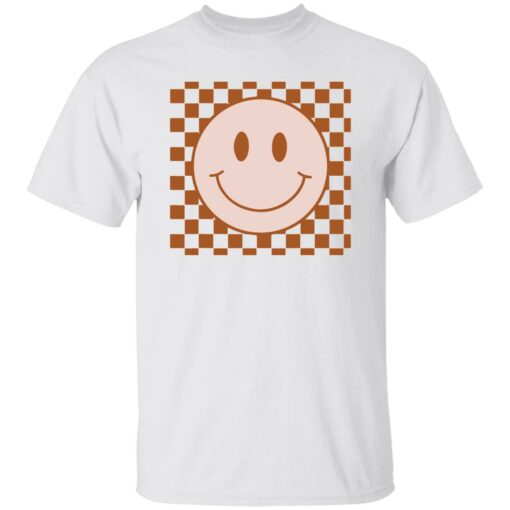 Happy face checkered pattern shirt Shirt Sweatshirt Long Sleeve Hoodie Tank Mug – Tally’s Mojos