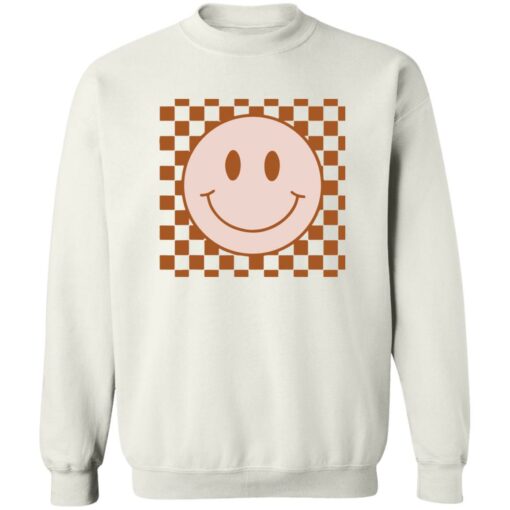 Happy face checkered pattern shirt Shirt Sweatshirt Long Sleeve Hoodie Tank Mug – Tally’s Mojos