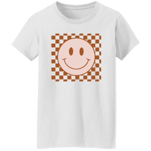 Happy face checkered pattern shirt Shirt Sweatshirt Long Sleeve Hoodie Tank Mug – Tally’s Mojos