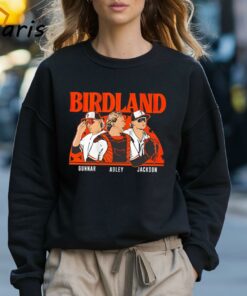 Baltimore Orioles Adley Rutschman Gunnar Henderson and Jackson Holliday Birdland shirt 3