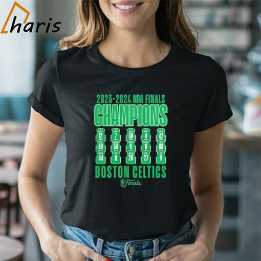 Boston Celtics 2024 NBA Finals Champions Half Court Trap Roster T-Shirt