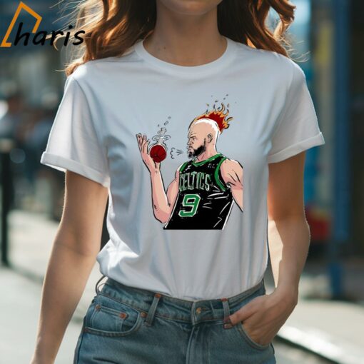 Boston Celtics Derrick White Is On Fire Cartoon Shirt