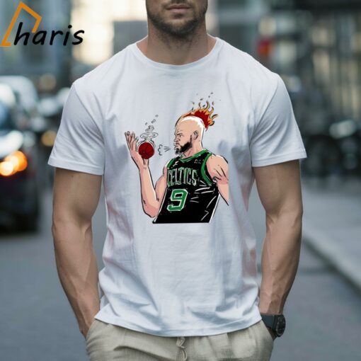 Boston Celtics Derrick White Is On Fire Cartoon Shirt