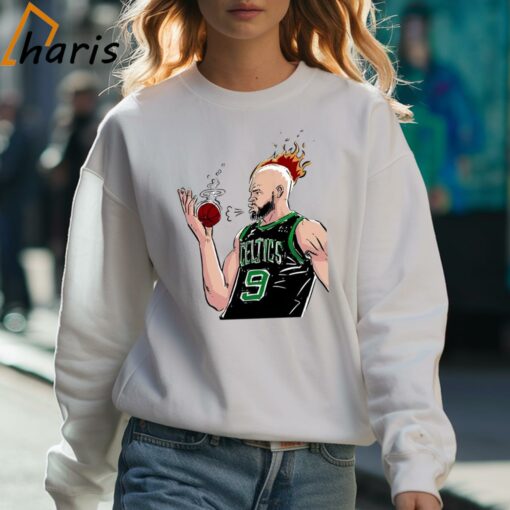 Boston Celtics Derrick White Is On Fire Cartoon Shirt