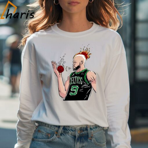 Boston Celtics Derrick White Is On Fire Cartoon Shirt