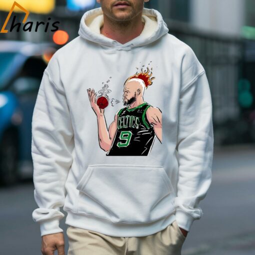 Boston Celtics Derrick White Is On Fire Cartoon Shirt