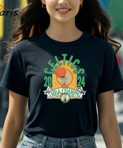 Boston Celtics Homage 2024 NBA Finals Champions Hardwood Banner T-shirt
