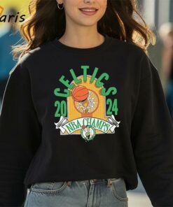 Boston Celtics Homage 2024 NBA Finals Champions Hardwood Banner T shirt 3