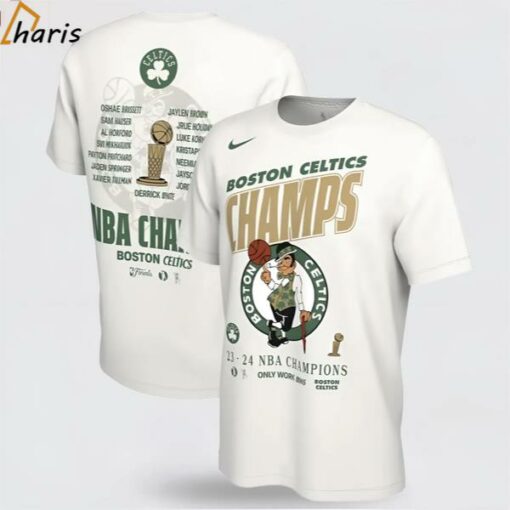 Boston Celtics Nike White 2024 NBA Finals Champions Celebration Roster T-Shirt