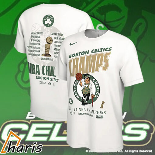 Boston Celtics Nike White 2024 NBA Finals Champions Celebration Roster T-Shirt