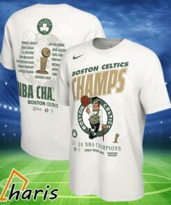 Boston Celtics Nike White 2024 NBA Finals Champions Celebration Roster T Shirt 3
