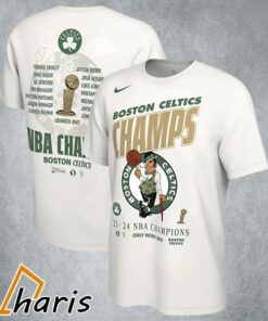 Boston Celtics Nike White 2024 NBA Finals Champions Celebration Roster T Shirt 4