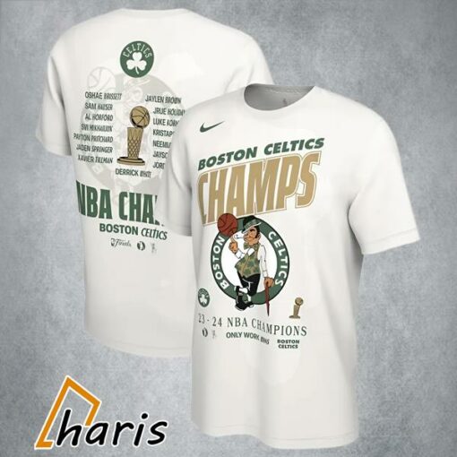 Boston Celtics Nike White 2024 NBA Finals Champions Celebration Roster T-Shirt