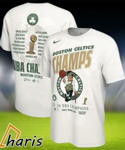 Boston Celtics Nike White 2024 NBA Finals Champions Celebration Roster T Shirt 5