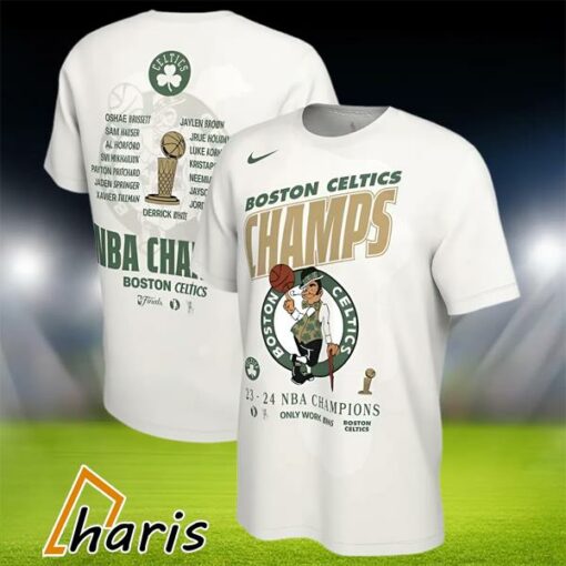 Boston Celtics Nike White 2024 NBA Finals Champions Celebration Roster T-Shirt