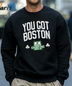 Boston Celtics Stadium Essentials 2024 NBA Finals Champions 18 Banners T Shirt 4