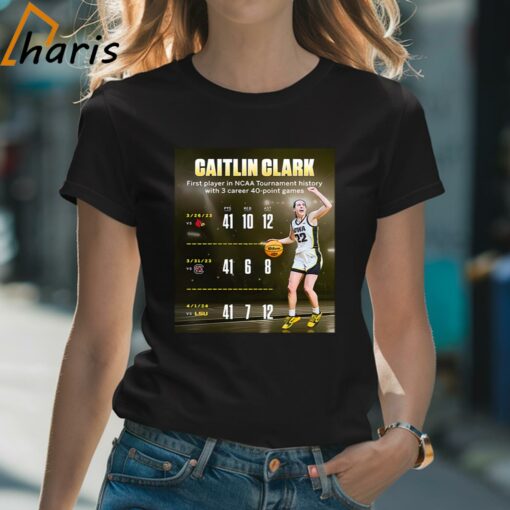 Caitlin Clark Become The First Player In NCAA Tournament History T-Shirt