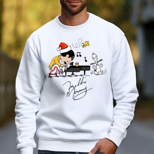 Charlie As Freddie Mercury Playing Piano And Snoopy Woodstock T-Shirt