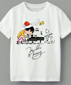 Charlie As Freddie Mercury Playing Piano And Snoopy Woodstock T-Shirt 3 Charlie As Freddie Mercury Playing Piano And Snoopy Woodstock T Shirt 4