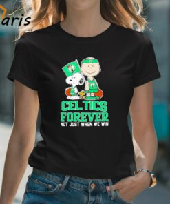 Charlie Brown Snoopy And Woodstock Boston Celtics Forever Not Just When We Win 2024 T-shirt