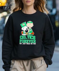 Charlie Brown Snoopy And Woodstock Boston Celtics Forever Not Just When We Win 2024 T shirt 3