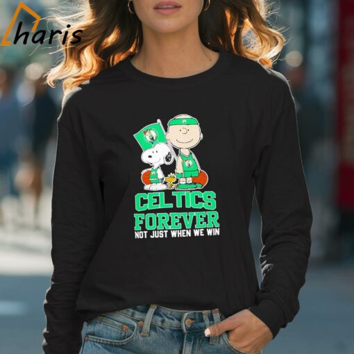 Charlie Brown Snoopy And Woodstock Boston Celtics Forever Not Just When We Win 2024 T-shirt